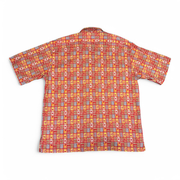 Vintage Tori Richard Hawaiian Shirt Adult EXTRA LARGE Red Aloha Geometric Fish - Picture 3 of 9